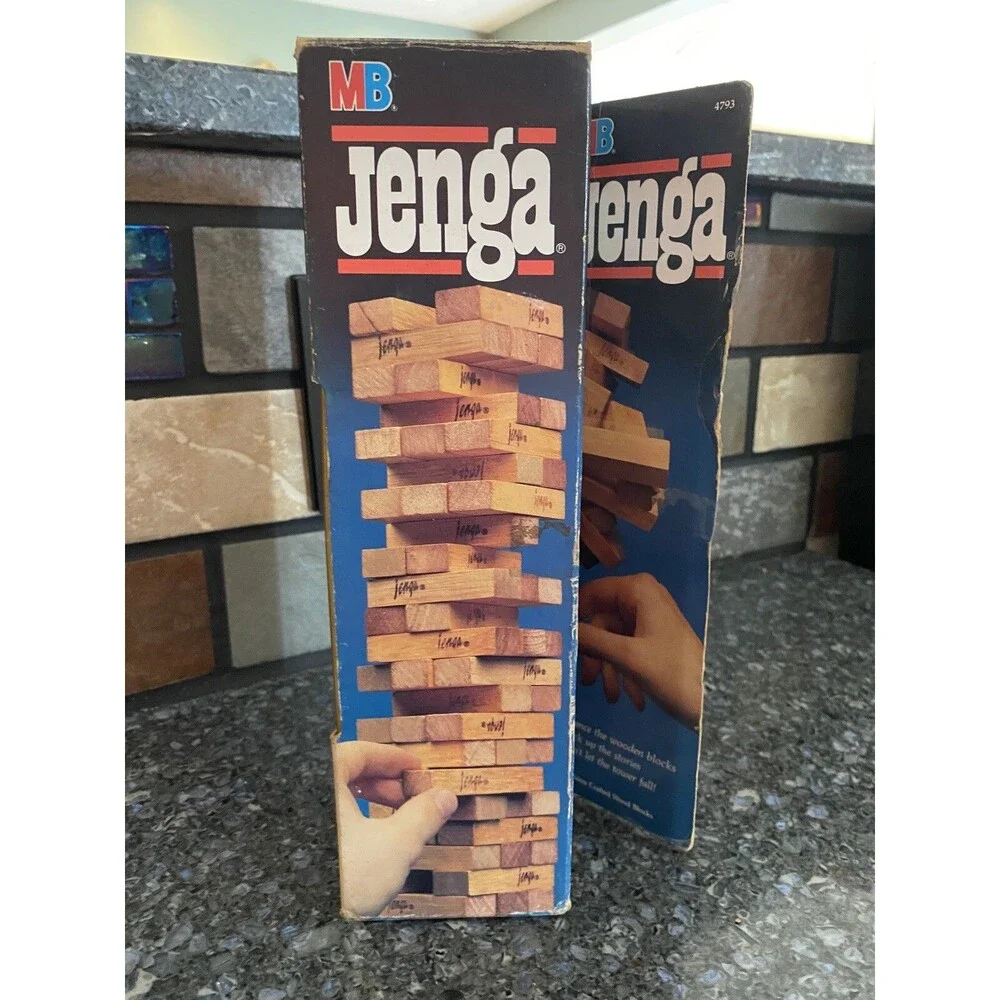 Original Vintage 1986 Jenga Game By Milton Bradley Made In USA With Plastic Rack